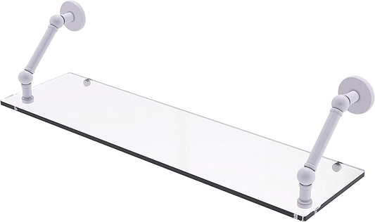 Allied Brass WP-2TB/22-GAL-WHM 22 Inch Gallery Double Glass Towel Bar Shelf, Matte White