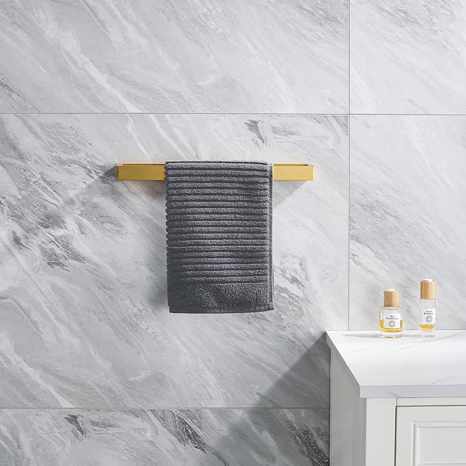 Miyili 15-3/4 Inch Bathroom Towel Bar Gold Stainless Steel Wall Mounted Hand Towel Holder for Kitchen