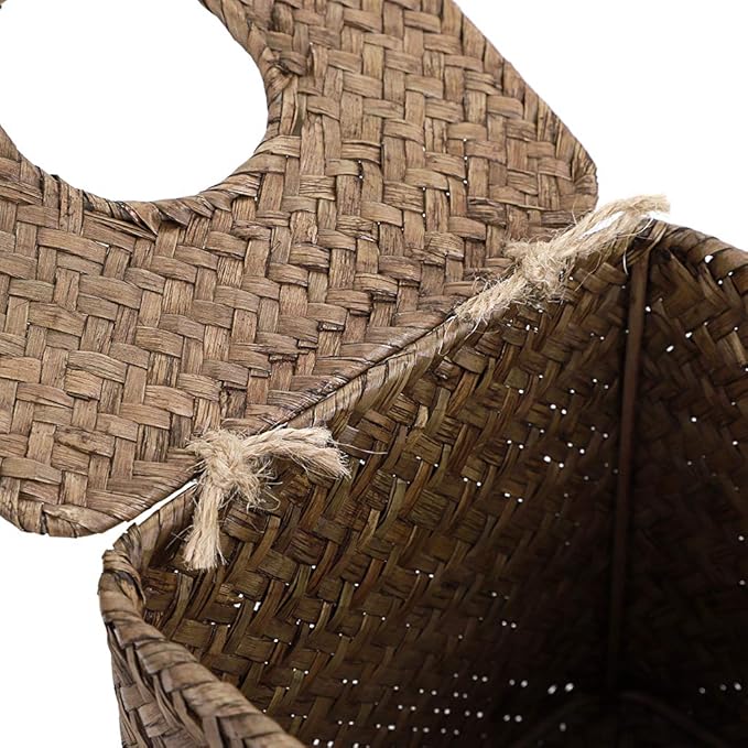 Sumnacon Tissue Box Cover Square Seagrass Tissue Box with Lid, Woven Tissue Box Holder Rustic Cube Tissue Cover for Bathroom Toilet Bedroom Living Room Kitchen Table Desk Office Car, Coffee