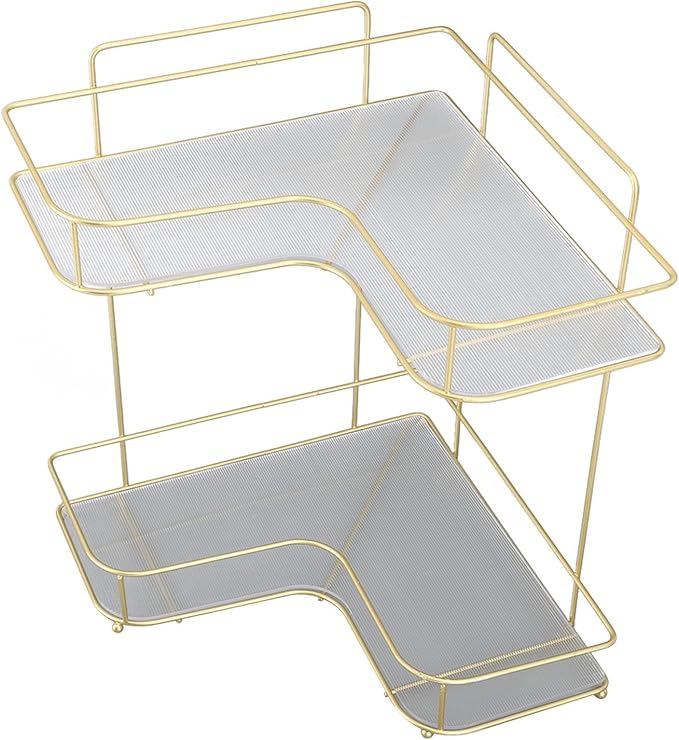 Corner Bathroom Organizer Shelf, Large Capacity Corner Storage Rack, Acrylic and Iron Frame with Adjustable Shelves, Rustproof Bathroom Shelf Organizer for Toilet Kitchen Dressing (Countertop Model