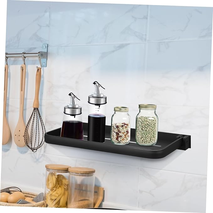 Foldable Wall Shelf Bathroom Storage Rack Space Saving Vanity Tray for Kitchen and Laundry Room Organization Easy Installation Strong Metal Construction