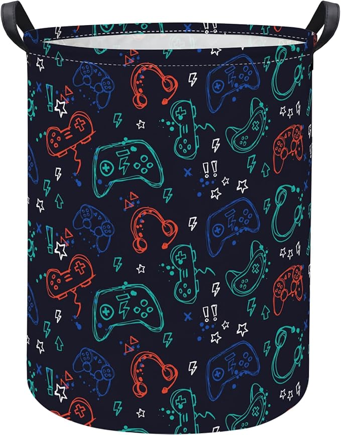 Baby Laundry Hamper kids laundry Basket Waterproof Storage Bin for Bedroom Toy Clothes Organizer Basket Woodland Animals Room D??cor(Blue Game)