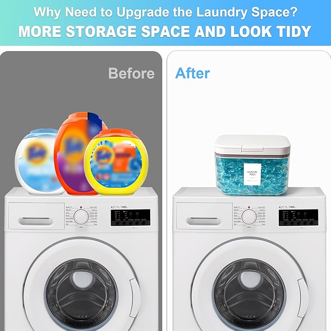 Laundry Pods Container, 1 Pack 2.96 qt. / 95 fl oz Powder Holder Dispenser for Laundry Room Organization Decor, Plastic Pod Beads Detergent Containers for Storage