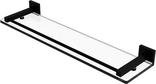 Allied Brass MT-1-22-GAL Montero Collection 22 Inch Gallery Rail Glass Shelf, Matte Black