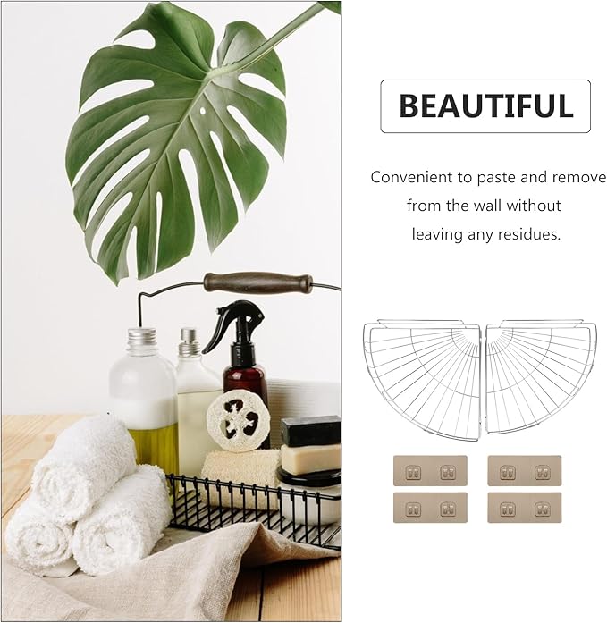 Alipis Wall-Mounted Stainless Steel Storage Holder Set, Geometric Kitchen and Bathroom Shelf Rack, Rustproof Draining Organizer for Toiletry and Kitchen Supplies, 2pcs Space-Saving