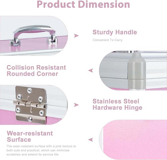 xydstay Medicine Box, First Aid Safe Medication Storage Box,Layered Aluminum Daily Medicine Cabinet,10.2" x 6.2" x 7.7", Pink