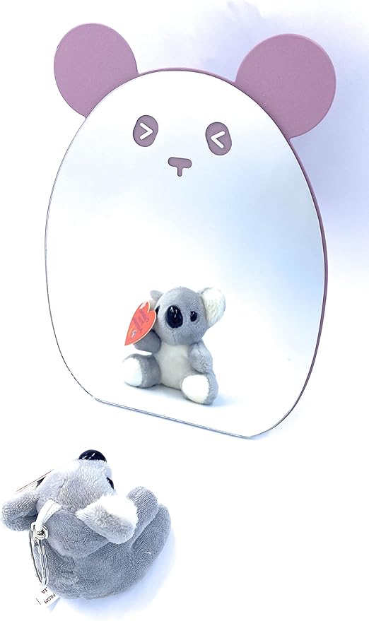 Kids Makeup Mirror Kawaii Compact Desktop Mirror for Girls Table Mirror Purple Panda with Stand Mirror Cute for Desk