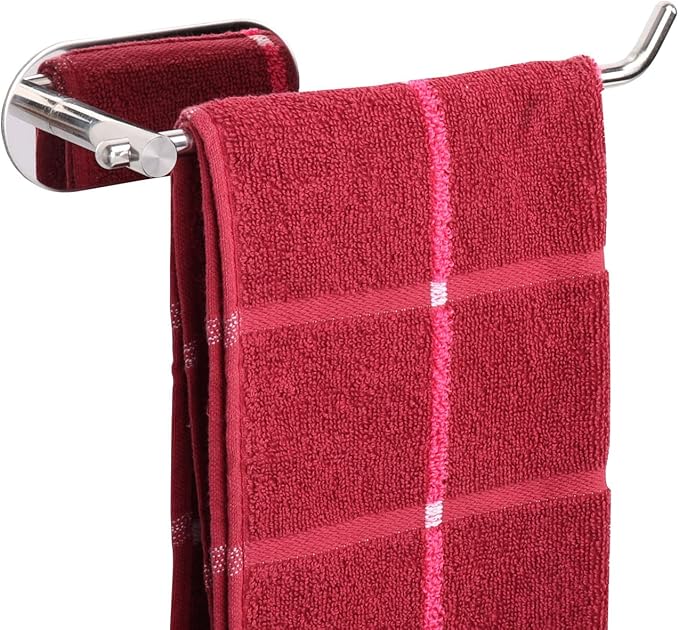TocTen Hand Towel Holder, No Drilling Stick on Wall Towel Bar, SUS 304 Stainless Steel Towel Rod, Strong Self Adhesive Towel Rack/Hanger for Bathroom Kitchen (Polished Chrome)