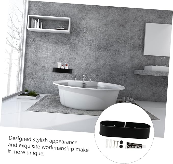 Alipis 1Pc Wall Mounted Metal Shelf for Bathroom Storage Punch Design Space Easy Installation High Fence Hollow Drain for Toiletry Organization