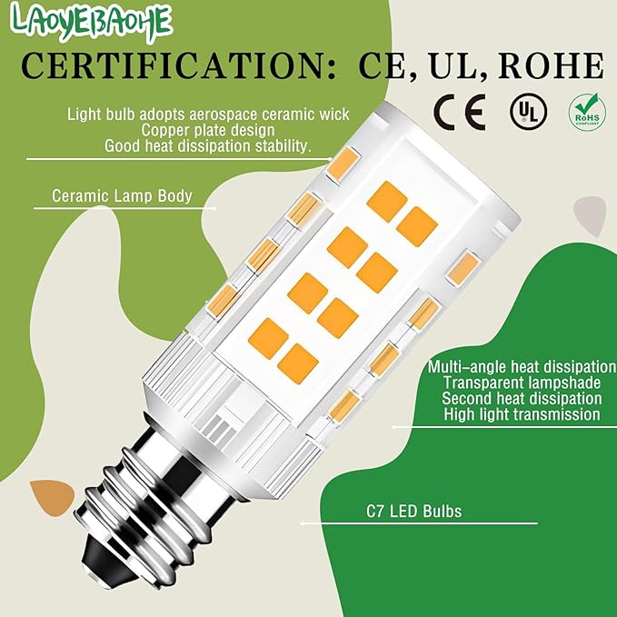 2Pack Makeup Mirror LED Bulbs Replacement Mirror 20W RP34B Light Bulb fits BE151T BE71CT BE47X BE47BR for Cosmetic Vanity Makeup Mirror with Single Double Sided Lighted Magnification (3000K)