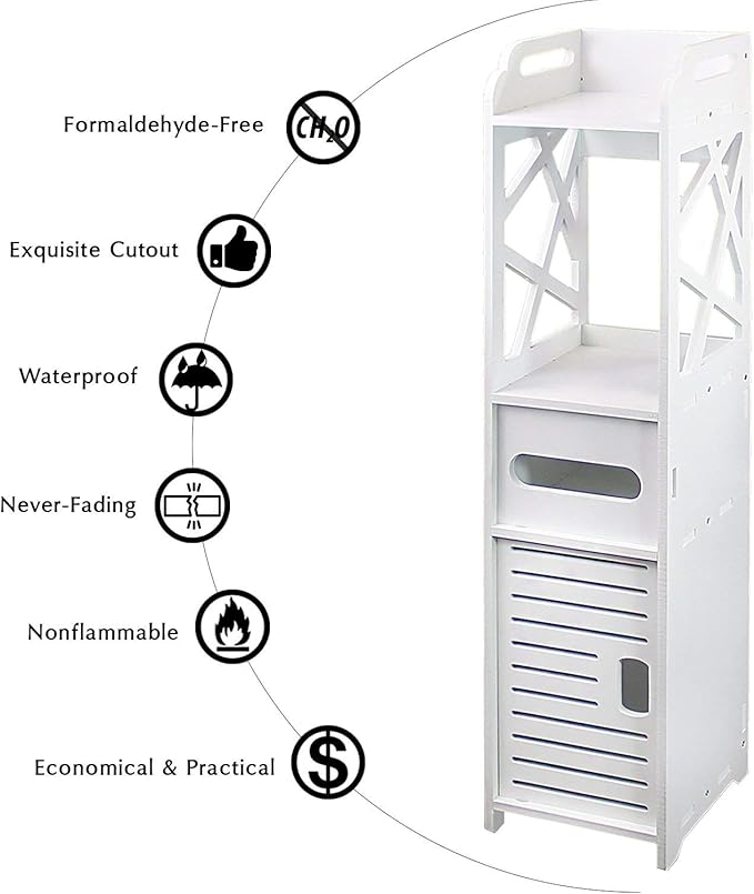 Bathroom Storage Shelf Drawer Multi Compartment Organizer Water Proof Anti Decay Anti Rot Environmental Friendly White