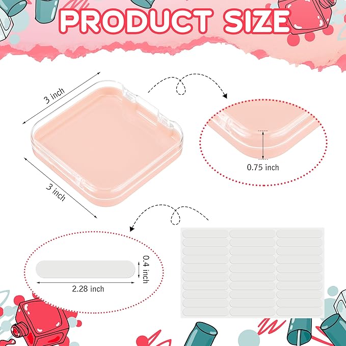 AceOrbit 48 Pcs Press on Nail Boxes with 180 Pcs Adhesive Double Sided Tape Acrylic Press on Nail Packaging Cases Pink Transparent Storage Case Organizer for Display Art Salon Supplies