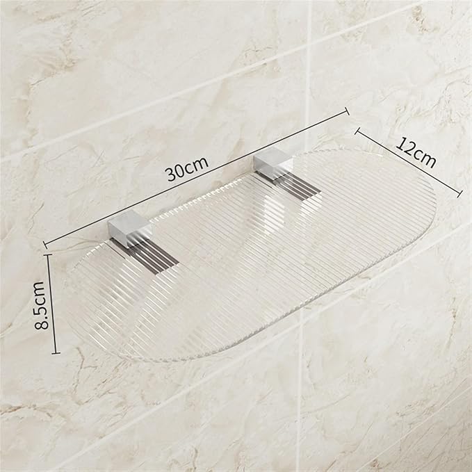 Bathroom Shelf, Acrylic Floating Shelves for Wall, Clear Acrylic Display Shelf, Wall Decoration & Storage Shelf for Living Room, Bathroom, Bedroom, Kitchen ,Wall Shelves for Bathroom(Clear,Small)