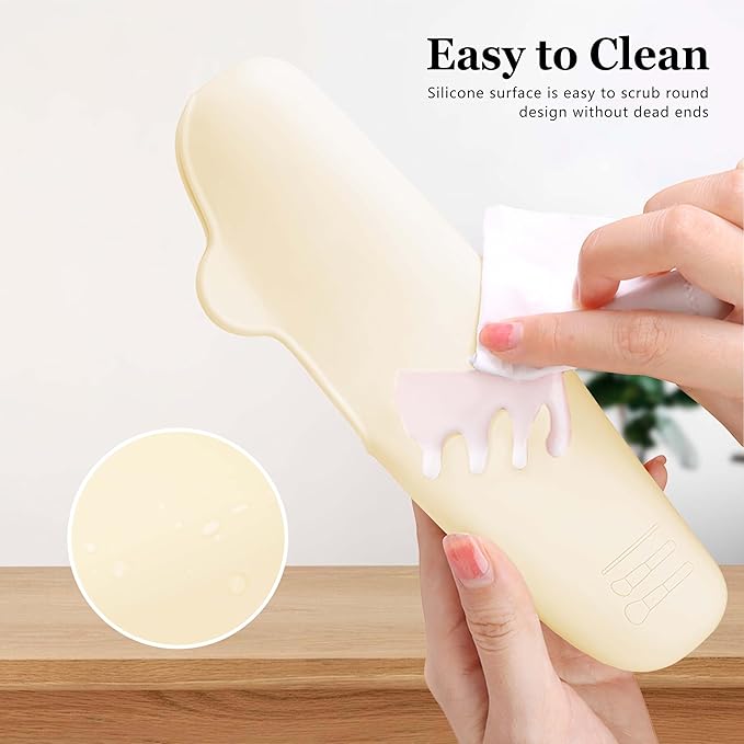 Silicone Makeup Brush and Beauty Blender Holder, Half open Snap Design, Washable Powder Puff Case For Travel Business
