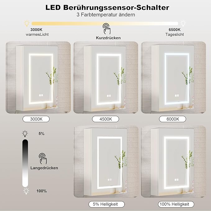 Lighted Medicine Cabinet Mirror for Bathroom,Led Medicine Cabinet with Defogger, Wall Mounted,LED Bathroom Mirror with Storage,20X28 Inch
