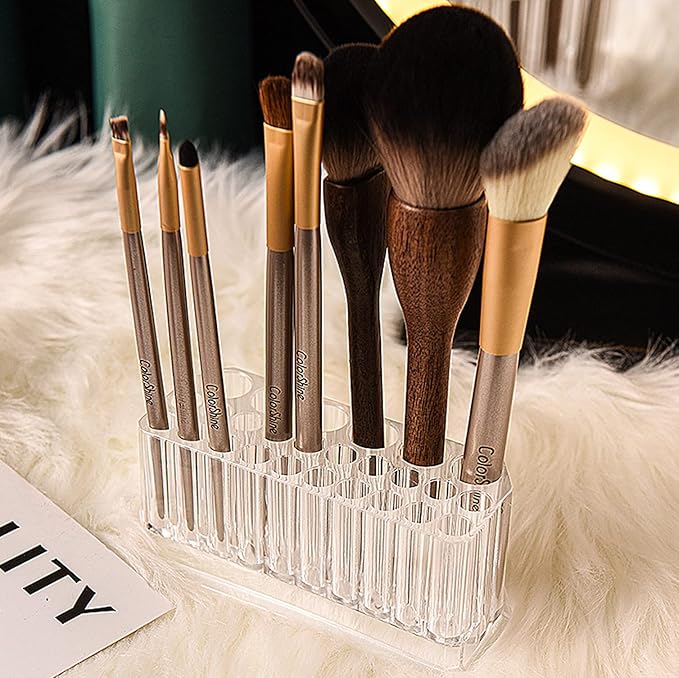 2 Pack Acrylic Makeup Brush Holder, Nail Polish Organizer, Clear Brushes Beauty Organizers and Cosmetic Display Storage Box, Blue