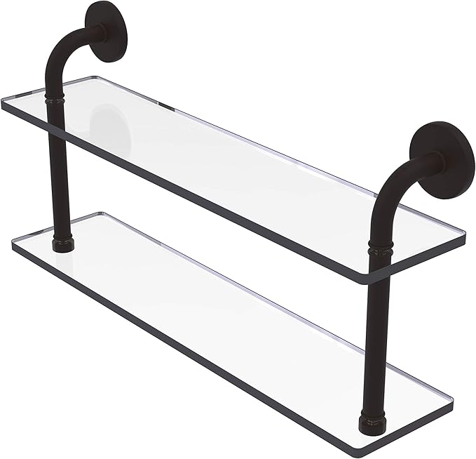 Allied Brass RM-2-22 Remi Collection 22 Inch Two Tiered Glass Shelf, Oil Rubbed Bronze