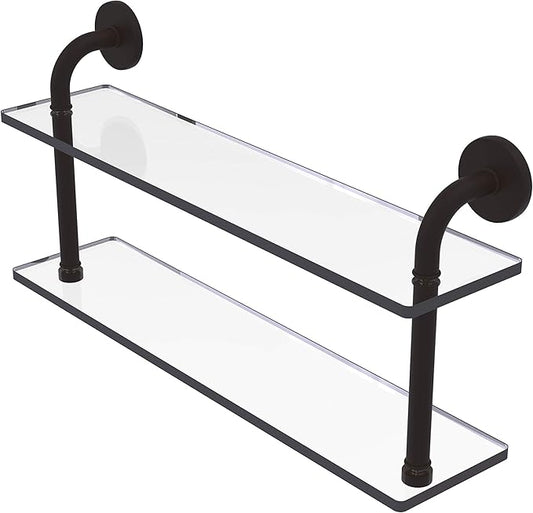 Allied Brass RM-2-22 Remi Collection 22 Inch Two Tiered Glass Shelf, Oil Rubbed Bronze