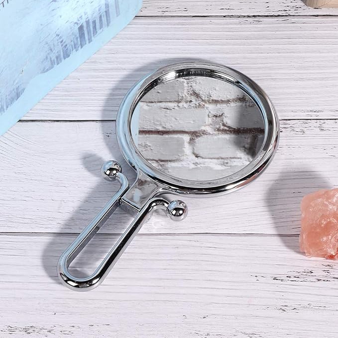 Sonew Double-Sided Magnifying Cosmetic Mirror 10x Portable Handheld Folding Makeup Mirror for Bathroom Dressing Shaving Traveling(Silver)