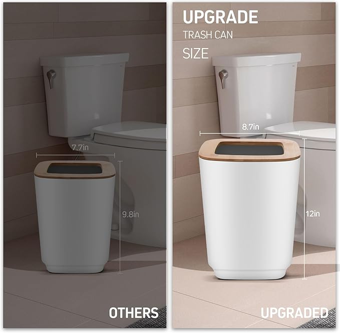 IMAVO 11 Piece White Bathroom Set, Trash Can, Toilet Brush, Storage Tray, Complete Bathroom Accessories Organization Kit for Bathroom Décor and Home Gifts