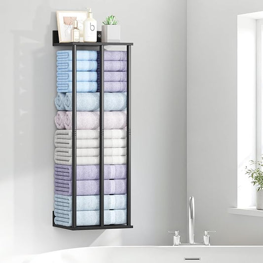 Large Towel Racks for Bathroom Wall Mounted, Updated 3 Bar Bath Towel Holder for Bathroom Wall, 34'' Bath Towel Rack for Bathrooms, Metal Small Bathrooms Towel Storage Rack, RV Towels Rack, Balck