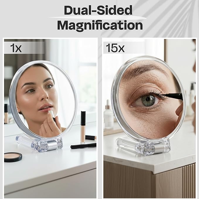 Danielle Magnification Folding Makeup Mirror 15X, Acrylic