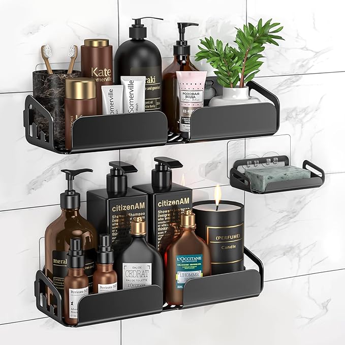 Shower Caddy Adhesive Replacement, Adhesive Hooks Stickers, Strong Hook Strip for Shower Caddy Basket Shelf, Soap Holder, Bathroom Storage Corner Shelves, Kitchen Racks (Transparent-6Pack)