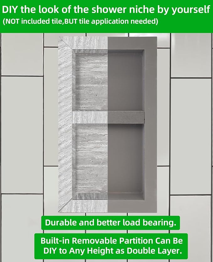 Tile Ready Shower Niche Insert,Waterproof and Ready-to-Tile Niche for Shower Wall,Recessed Showers Shelf Niches Box for Bathroom Renovation/Soap Storage,Inner Size 12"x28",Outer Size 16”x32”,Depth 4”