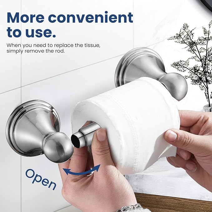 sagetta Hand Towel Holder Towel Ring Set with Toilet Paper Holder 5.55-Inch Bath Towel Ring Diameter Wall Mount Brushed Nickel