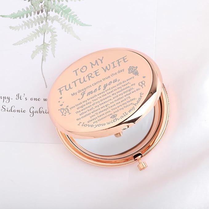 UJIMS to My Future Wife Gifts Bride to Be Makeup Mirror Engagement Gift for Soulmate Fiancee Wedding for Wife (Future Wife Mirror)