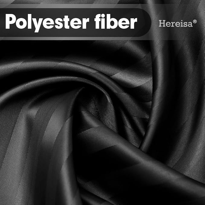 Strip Black Fabric Shower Curtain with Magnets - 85 GSM Heavy Duty Waterproof Bath Curtain, 12 Reinforced Metal Grommets (72x72 Inches)