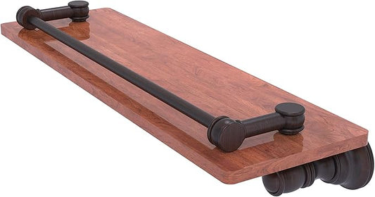 Allied Brass CL-1-16-GAL-IRW Carolina Collection 16 Inch Gallery Rail Wood Shelf, Venetian Bronze