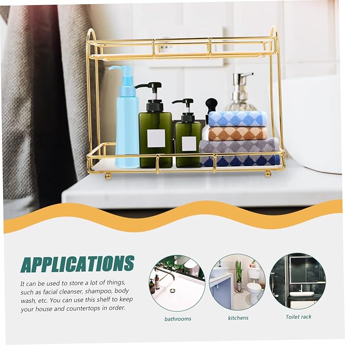 Mobestech 2-Tier Bathroom Countertop Organizer Rack Versatile Storage Shelf for Toiletries and Skincare Sturdy Plastic Non-Slip Base for Home and Travel Use
