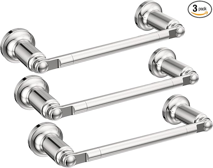 Delta Saylor (3-Pack) 8'' Towel Rack for Bathroom Polished Chrome Towel Bar for Bathroom Wall Hand Towel Holder Rod Wall Mounted Kitchen Towel Holder 73508