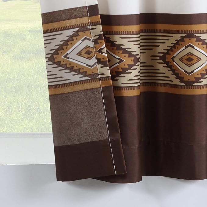 Aubrey Brown Classic Beige Pinted Cream Window Curtain Pair,Modern Ivory 2 Panels Set,Each 42" W x 63" L and Total 84" Wide and 63" Long