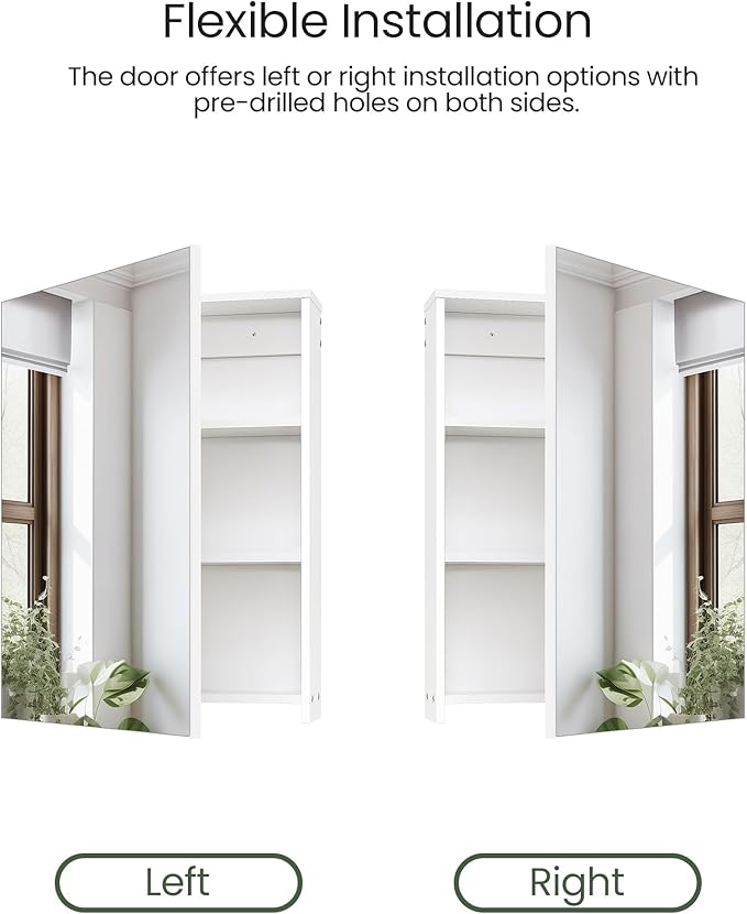 CHOEZON Wall-Mounted Bathroom Vanity with Mirror, Medicine Cabinet with Storage Function, Hanging Storage Cabinet, Adjustable Shelves, White