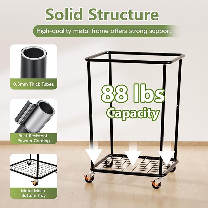 150L Laundry Basket with Wheels, Rolling Laundry Hamper with Cloth Cover, Laundry Cart with Metal Frame & Removable Bag, Large Dirty Clothes Hampers for Bedroom Aesthetic Laundry Room Bathroom, White