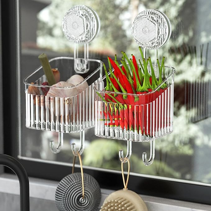 Powerful Suction Cup Bathroom Shelf Wall Mounted Rack Storage Basket Makeup Tool Stand