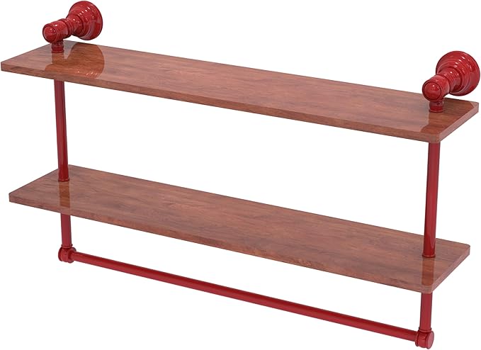 Allied Brass CL-2-22-IRW-FER Carolina Collection 22 Inch Two Tiered Wood Shelf, Fire Engine Red