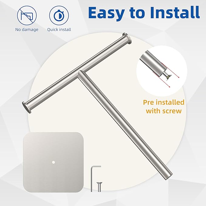 RUACQ T-Shape Hand Towel Holder Stand, 12inch Weighted Base Towel Rack, Countertop Towel Holder for Bathroom, 304 Stainless Steel, Heavy Duty (Brushed Nickel)