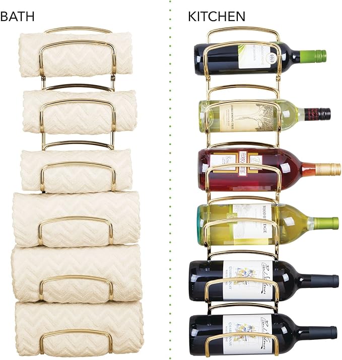 mDesign Metal Towel Storage Unit – Bathroom Towel Storage for Towels – Practical Towel Rack Also for Bathroom Accessories – Brass