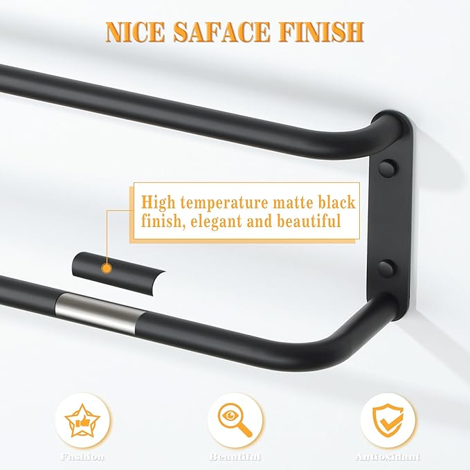 Alise Double Towel Bar,28 Inch Towel Racks for Bathroom, SUS304 Stainless Steel Towel Bar for Bathroom Wall,Quick Drying Bathroom Towel Holder Bath Towel Hanger,Matte Black