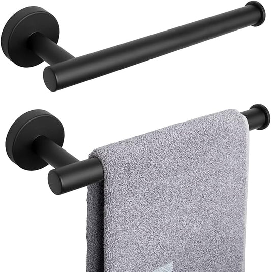 NearMoon Hand Towel Holder/Towel Ring, Thicken Stainless Steel Hand Towel Bar for Bathroom, Rustproof Wall Mounted Towel Rack, Contemporary Style Bath Accessories, 9 Inch (2 Pack, Matte Black)