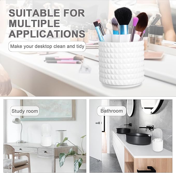 Ochine Makeup Brush Holder With Dustproof Lid - Travel Organizer, Acrylic Clear Eyebrow Pencil Cosmetic Storage Box for Vanity
