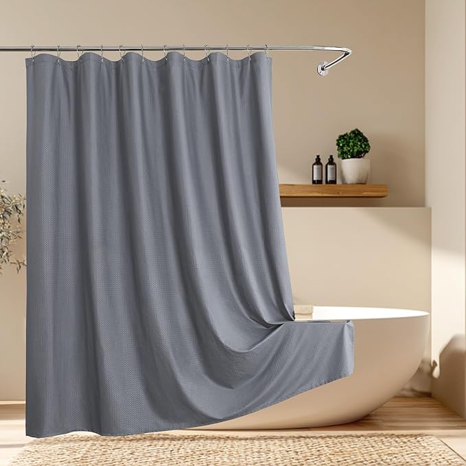 Aiyufeng Long Shower Curtains for Bathroom，Dot Like Embossed Textured Water Repellent Fabric Shower Curtain，Hotel Luxury Quality & Soft Cloth，Machine Washable，72Wx84L，Grey