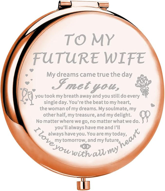 UJIMS to My Future Wife Gifts Bride to Be Makeup Mirror Engagement Gift for Soulmate Fiancee Wedding for Wife (Future Wife Mirror)
