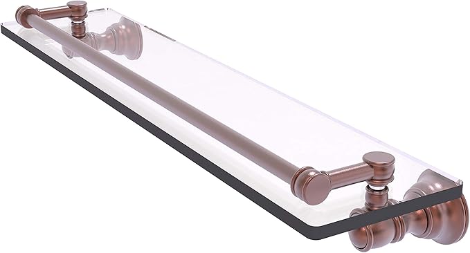 Allied Brass CL-1-22-GAL Carolina Collection 22 Inch Gallery Rail Glass Shelf, Antique Copper
