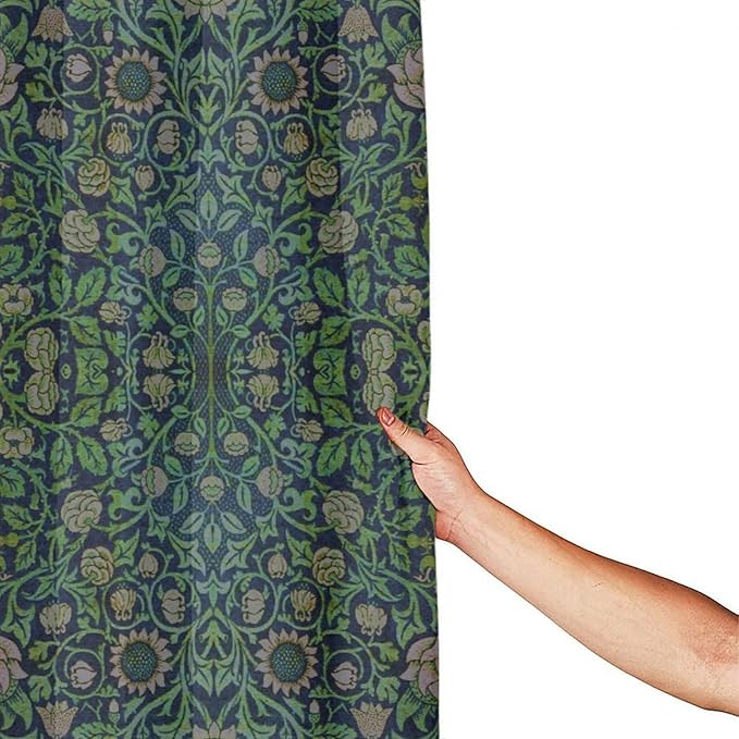 William Morris Original Design Vintage Shower Curtain Furniture Bathroom Fabric Decorations Washable Shower Curtain with Hooks 66x72 Inches(168x183cm), Style-9
