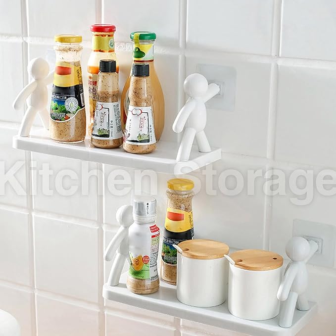 The Kitchen Toilet Receive Shelf，No-Drill Floating Wall Shelves - Space-Saving Multipurpose Storage for Bathroom, Kitchen, Office - Waterproof Adhesive Design with 5kg Load Capacity (Gray*1)