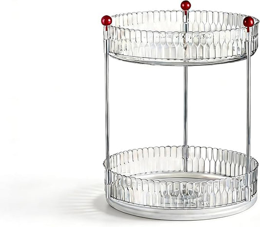 2Tier Transparent Rotating Skin Care Perfume Organizer Dresser Living Room Kitchen Storage Display Shelf
